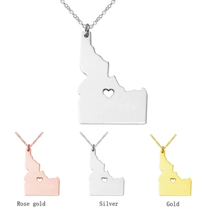 <span class=keywords><strong>USA</strong></span> Idaho State Map Collier America States Hollow Heart Colliers en acier inoxydable Bijoux - Product Image 6