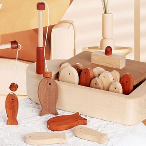 Jeu de pêche magnétique en bois de hêtre naturel de qualité supérieure pour enfants, jouet Montessori sûr pour bébé - Product Image 1