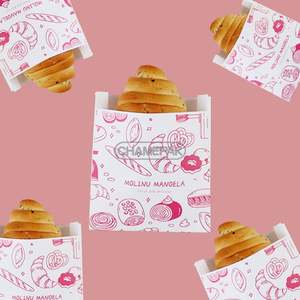 Sac en papier kraft personnalisé, enduit, pour beignets, pain grillé, emballage alimentaire jetable, résistant à l'huile - Product Image 4