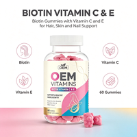 Gummies de biotine en marque blanche OEM, 60 unités, avec vitamines C et E, complément alimentaire