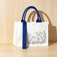 Sac de rangement pratique et réutilisable en toile sérigraphiée personnalisée avec motif de dessin animé, fermeture éclair et poignée longue, pochette de voyage