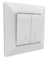 Fábrica OEM Europa estándar 86*86 interruptor botón cuadrado luz de control 2 bandas 1 vía interruptores eléctricos de pared para el hogar
