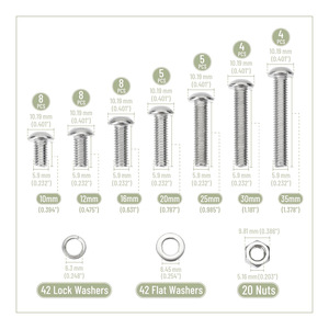 Baiguluo M6 Stainless Steel Screw Nut Washer Kit 146pcs Metric Round Head Socket Cap Screws DIN GB Standard - Product Image 2
