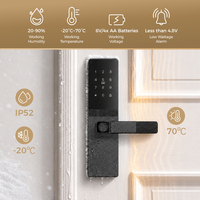 Cerradura Inteligente LNDU A01 para Puerta de Madera con Entrada sin Llave, Wifi, Desbloqueo por Huella Dactilar, Alimentación de Emergencia Tipo-C, Manija y Timbre