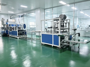 Machine de production automatique de thermoformage en ligne pour la fabrication d'assiettes, de bols et de barquettes alimentaires compostables et écologiques à base de coques de riz - Product Image 4