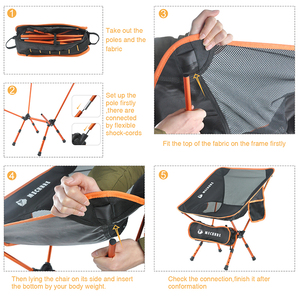 Sedia da Campeggio Pieghevole Portatile in Alluminio con Gambe Telescopiche Leggere per Escursioni e Attività all'Aperto - Product Image 6