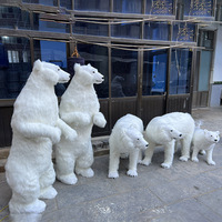 Ornement d'ours polaire de Noël en plein air de taille réelle, animal animatronique électrique, statue d'ours, décorations de Noël