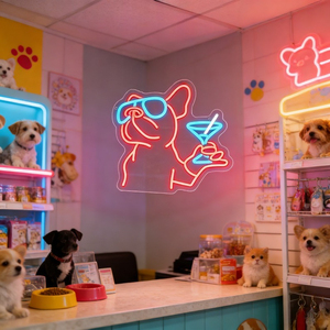 Enseigne néon LED USB dimmable en acrylique, motif <span class=keywords><strong>Chien</strong></span> avec lunettes <span class=keywords><strong>de</strong></span> soleil, pour Bar, Décoration d'espace tendance, Cadeau original, Spot <span class=keywords><strong>photo</strong></span> - Product Image 5
