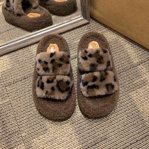 แฟชั่นฤดูใบไม้ร่วงฤดูหนาวสำหรับผู้หญิง รองเท้าแตะขนเฟอร์แบบใหม่สำหรับใส่กลางแจ้ง ผ้าฝ้ายขนปุยสำหรับรองเท้าแตะ - Product Image 4
