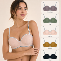 Soutien-gorge sans couture sans armatures push-up rose poudré avec dentelle balconnette moulé pour femme, idéal au quotidien (OEM/ODM)