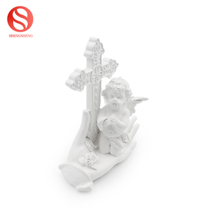 Casa de lujo de mesa de Oficina Decoración superior Cruz flor Rosa <span class=keywords><strong>palma</strong></span> de mano resina querubín - Product Image 3
