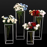 Support à fleurs géométrique rectangulaire en cristal de fer pour la décoration d'événements de fête à la maison de mariage centres de table décorations de table de mariage