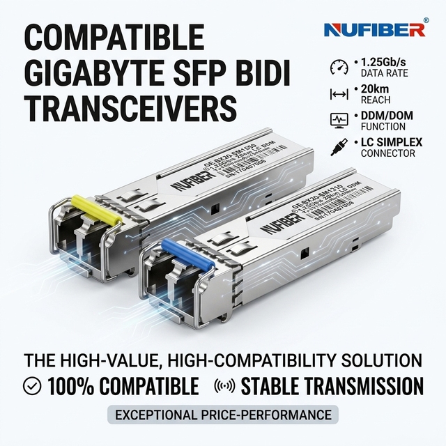 1.25G SFP Module 20KM 1310nm 1550nm SC 1000BASE-T Data Center Network Fiber Optical Transceiver