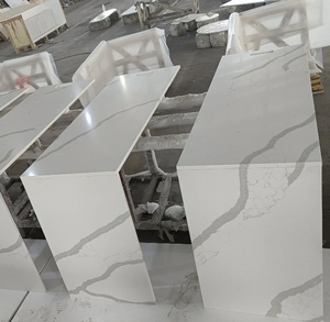 Dalles de pierre artificielle blanches élégantes, plateau de table en quartz, comptoir pour la rénovation de maisons de luxe et les bâtiments commerciaux - Product Image 2