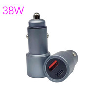 Pengisi Daya Mobil USB Tipe-C Ganda Berkualitas Tinggi 5V/3A 2 Port PD 3.0 QC3.0 Pengisian Cepat 18W 20W Total 38W