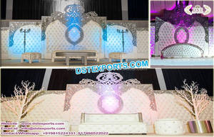 Marco trasero de espuma de escenario de boda asiático Paneles de cuero de escenario de boda occidental Marco trasero de espuma de escenario de boda asiático deslumbrante - Product Image 6