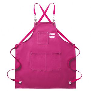 Tabliers sans manches en toile coton-polyester rose de haute qualité et résistants, avec broderie de logo personnalisé, idéaux pour les cafés et la pâtisserie - Product Image 1