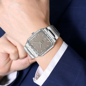 Reloj Deportivo Elegante y Versátil con Diseño Rectangular de Cuarzo, Correa de Acero Inoxidable Pulido, Resistente al Agua, Logotipo Personalizable - Product Image 3