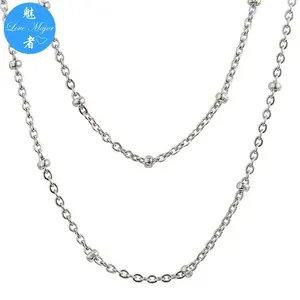 4mm Woman stainless steel Ball Station Chain Necklace Bead Chokers Ball Necklace Chains Gifts