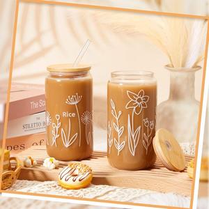 Vaso de Vidrio Borosilicato con Tapa de Bambú, Color Sólido, Portátil, Resistente a Altas Temperaturas, Ecológico, para Leche, Té, Café, Jugo - Product Image 4