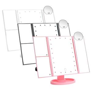 Cosmetic Vanity <b>Mirror</b> LED <b>Foldable</b> Makeup <b>Mirror</b> Dimmable Touch USB Rechargeable Portable - Product Image 3