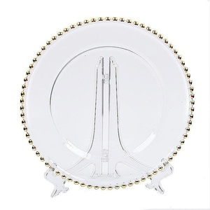 Platos Desechables BST PS Modernos de Lujo para Bodas, con Cuentas Doradas, de Plástico Duro, 7.5 y 10.25 Pulgadas, con Lámina Dorada Transparente - Product Image 5