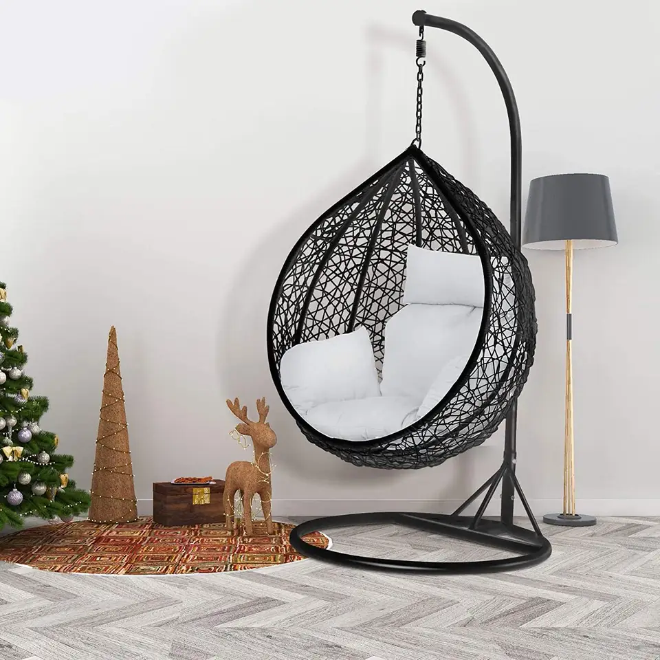 Quadro De Alumínio De Alta Qualidade 350 Lbs Capacidade Swing Egg Swing Chair Pendurado Rattan Com Suporte Cadeira Ao Ar Livre Indoor