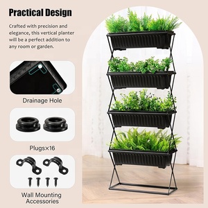 Support vertical à 4 niveaux pour plantes et fleurs avec 4 trous <span class=keywords><strong>de</strong></span> drainage <span class=keywords><strong>Lit</strong></span> <span class=keywords><strong>de</strong></span> <span class=keywords><strong>jardin</strong></span> surélevé pour la culture <span class=keywords><strong>de</strong></span> légumes, <span class=keywords><strong>de</strong></span> fleurs et d'herbes. - Product Image 2