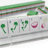 Parasol Sea Glass Mahjong Tile Set Riviera Tropical Palm Tree Travel Table Game Layered Profile