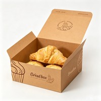 Emballage en carton pliable biodégradable personnalisé en gros pour gâteaux, biscuits, beignets, pain, avec logo