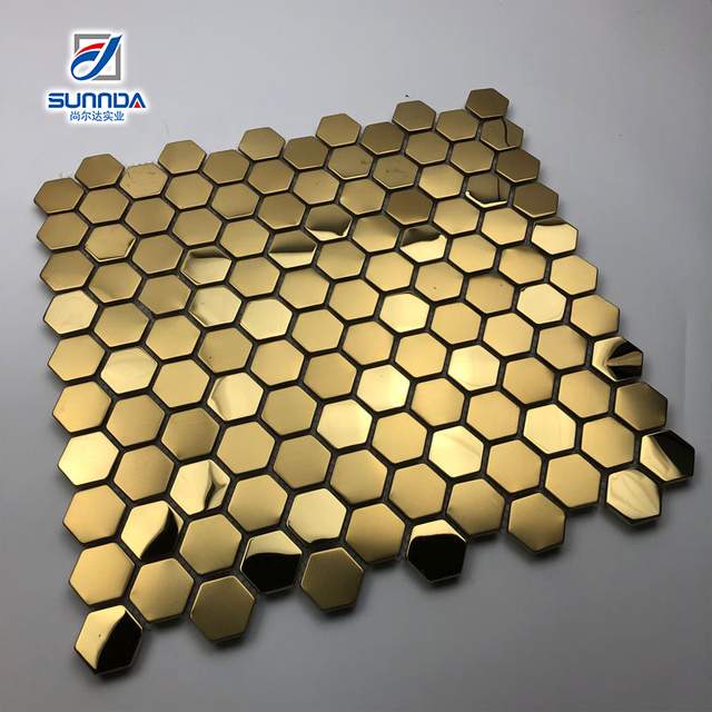 Golden Glass Mosaics High Quality China Building Materials Decorative Metal Ceramic Stone Mosaic Tiles