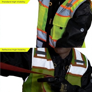 เสื้อกั๊กสะท้อนแสงสำหรับผู้ชาย ANSI Class 2 พร้อมซิปด้านหน้าและกระเป๋าเก็บของหลายช่องสำหรับงานกลางแจ้ง - Product Image 4