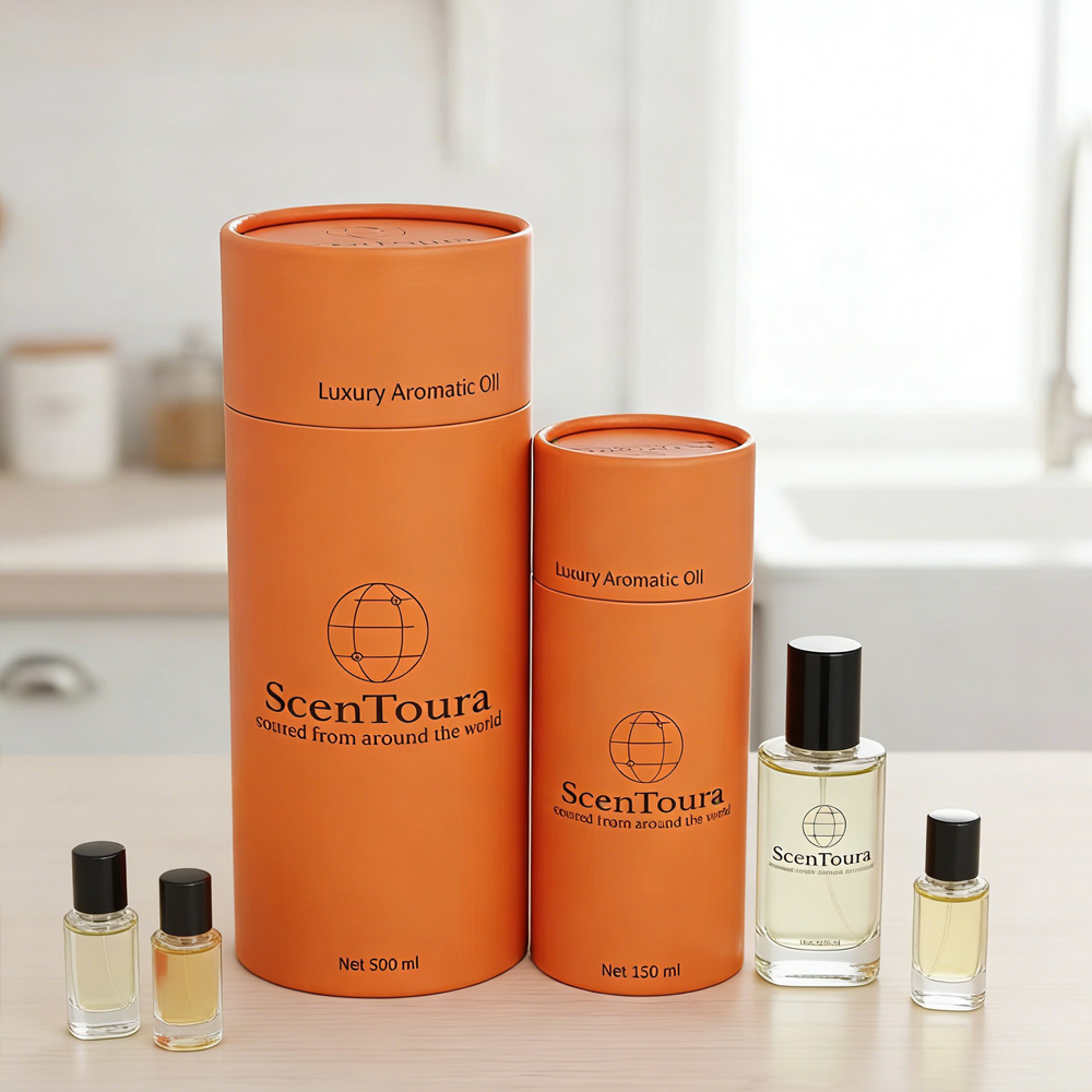 Custom Eco-Friendly Handmade Cosmetic Perfume Round Rigid Cylinder Kraft Paper Tube Box Packaging With Custom Logo Printing