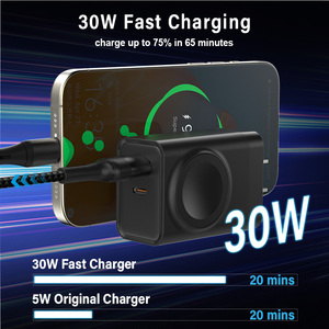 Caricatore da Parete Schitec Nuovo Design 30W con Doppia Porta <span class=keywords><strong>A</strong></span>+<span class=keywords><strong>C</strong></span> e Caricatore Wireless per Orologio, Versioni US EU AU UK, Caricatore USB OEM per Telefono e Orologio - Product Image 4