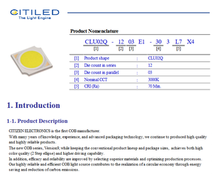 Fuente de Luz LED COB Citizen CLU02Q-1203E1 CITILED Ver9, Alto CRI Ra97, 3000K Blanco Cálido, 25W 36V, Cuadrada, para Iluminación de Estudio y Museo - Product Image 2