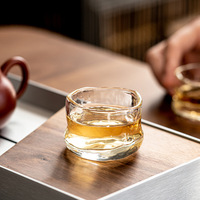 Tasse à thé en verre épaissi, style japonais minimaliste, texture créative effet glace fondue, faite à la main, modèle d'origine Dehua, nostalgique