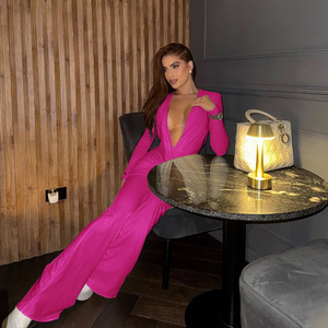 Nouvelle <span class=keywords><strong>combinaison</strong></span> évasée sexy à manches longues et à coupe ajustée pour femmes - Product Image 2