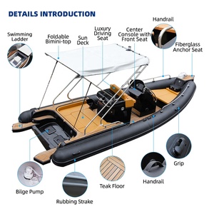 Bote Inflable RIB760 <span class=keywords><strong>de</strong></span> 25 pies con Casco <span class=keywords><strong>de</strong></span> Fibra <span class=keywords><strong>de</strong></span> Vidrio <span class=keywords><strong>de</strong></span> Lujo, Consola Central <span class=keywords><strong>de</strong></span> Alta Velocidad, Tubos <span class=keywords><strong>de</strong></span> Hypalon/PVC, Certificado CE, <span class=keywords><strong>para</strong></span> 12 Personas - Product Image 6