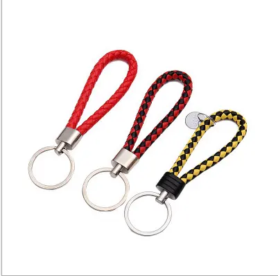 PU Leather Braided Woven Rope keychain DIY bag Pendant Key Chain Holder Car Keyrings Men Women Key ring