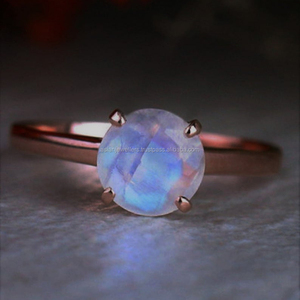 แหวนพลอยมูนสโตนสีเงินสเตอร์ลิงทำด้วยมืองานหมั้นหมายทอง18K งานหมั้นงานแต่งงานแหวนเงินแท้สำหรับ925 - Product Image 2