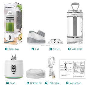 700ml Fruchtmixer für Shakes und Smoothies mit Reisebecher und Deckel USB Tragbarer Kleiner Saft-<span class=keywords><strong>Shaker</strong></span> Mixer Mini-Mixer - Product Image 6