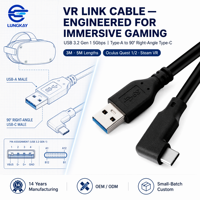 Cable de conexión LUNG KAY VR de 5 Gbps USB 3.0 Tipo-A a 90 grados °   Cable de Datos Tipo-C para Oculus Quest Steam VR OEM Personalizado