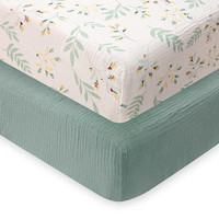 Housse de lit bébé ajustée en crêpe 100 % coton biologique, douce et neutre, 200 fils, anti-déchirure, best-seller transfrontalier