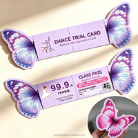 Carte pliante personnalisée en forme de papillon pour salon de beauté, spa capillaire, promotion commerciale, découpe sur mesure, impression couleur, vente en gros