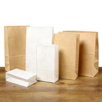 Sacs en papier kraft jetables à fond carré auto-ouvrants de qualité alimentaire pour la vente en gros et la livraison de repas à emporter