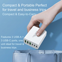 Chargeur rapide multi-appareils 65W GaN à 6 ports, adaptateur mural PD QC tout-en-un pour iPhone, iPad, Samsung et plus
