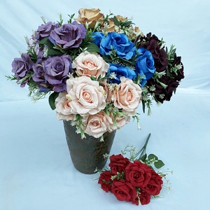 Flores Artificiales Yiyi, Rosa Fénix de 7 Cabezas, 10cm-30cm, Decoraciones para Mesa de Boda, Centro de Mesa para Interiores - Product Image 1