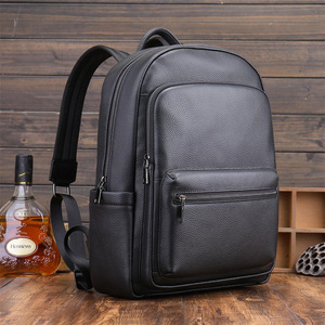 Factory Drop Shipping Low Price <strong>Black</strong> Full Grain Leather Business <strong>School</strong> Back Pack Real Cowhide Genuine Leather Laptop <strong>Backpack</strong> - Product Image 1