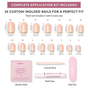 Ongles pressés Glamnetic Goal Digger ABS |   Ongles courts semi-transparents brillants, qualité salon |   Kit de 30 ongles avec colle, 12 tailles - Product Image 4