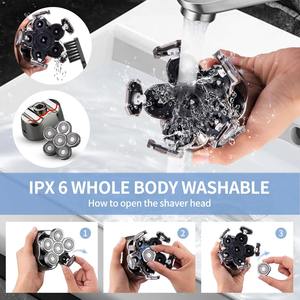 Recortadora de Barba 5 en 1, Afeitadora Eléctrica para Hombre, Recortadora de Pelo con 6 Cuchillas Flotantes, Resistente al Agua IPX6, Máquina de Afeitar Profesional - Product Image 4